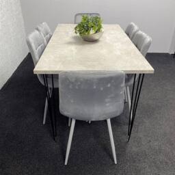 KOSY KOALA Dining Table With 6 Chairs Modern Grey Dining Table Set With 6 Grey Velvet Chairs Dining Room Furniture in Brown - thumbnail 4