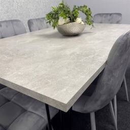 KOSY KOALA Dining Table With 6 Chairs Modern Grey Dining Table Set With 6 Grey Velvet Chairs Dining Room Furniture in Brown - thumbnail 2