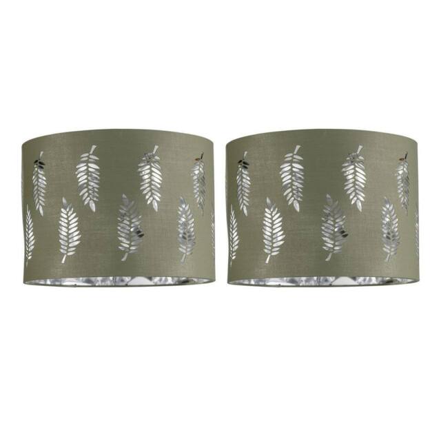 First Choice Lighting Set of 2 Fern - Sage Green Cut Out 25cm Pendant Lightshades - image 1