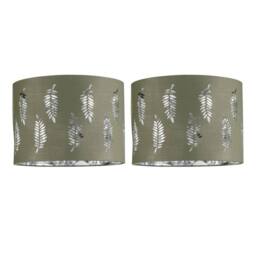 First Choice Lighting Set of 2 Fern - Sage Green Cut Out 25cm Pendant Lightshades - thumbnail 1