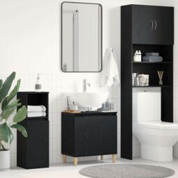 Berkfield Home Sink Cabinet Black Oak 58x33x60 cm Engineered Wood - Size: 58 x 33 x 60 cm - thumbnail 1