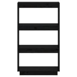 Berkfield Home Book Cabinet/Room Divider Black 60x35x103 cm Solid Wood Pine - Size: 60 x 35 x 103 cm - thumbnail 5