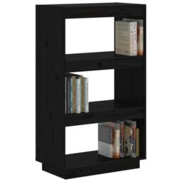 Berkfield Home Book Cabinet/Room Divider Black 60x35x103 cm Solid Wood Pine - Size: 60 x 35 x 103 cm - thumbnail 4