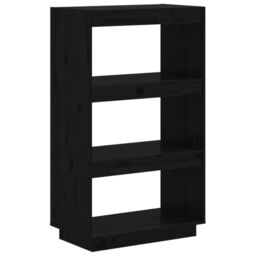 Berkfield Home Book Cabinet/Room Divider Black 60x35x103 cm Solid Wood Pine - Size: 60 x 35 x 103 cm - thumbnail 2