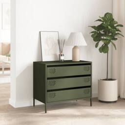 Berkfield Home Sideboard¬†Olive Green 68x39x58.5 cm Cold-rolled Steel in Olive - thumbnail 3