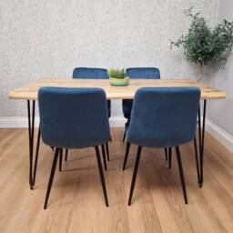 KOSY KOALA Dining Table Set & 4 Velvet Chairs Dining Room Furniture in Blue - thumbnail 5