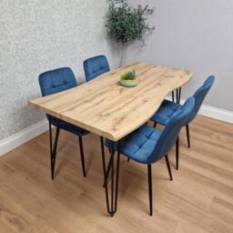 KOSY KOALA Dining Table Set & 4 Velvet Chairs Dining Room Furniture in Blue - thumbnail 2