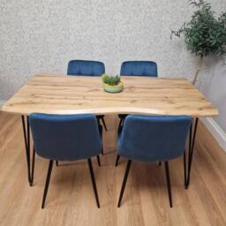 KOSY KOALA Dining Table Set & 4 Velvet Chairs Dining Room Furniture in Blue - thumbnail 4