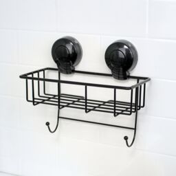 Showerdrape Suctionloc Black Steel Suction Wall Mounted Sponge Basket - thumbnail 1