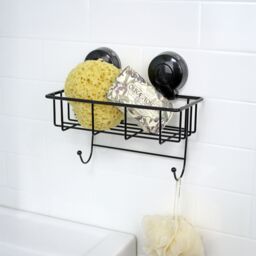 Showerdrape Suctionloc Black Steel Suction Wall Mounted Sponge Basket - thumbnail 2