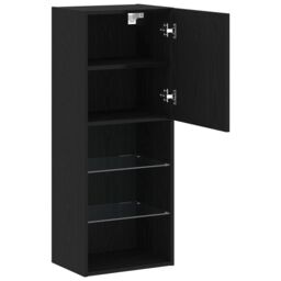 Berkfield Home TV Cabinet with LED Lights Black Oak 40, 5x30x102 cm - Size: 5 x 30 x 102 cm - thumbnail 5