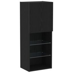 Berkfield Home TV Cabinet with LED Lights Black Oak 40, 5x30x102 cm - Size: 5 x 30 x 102 cm - thumbnail 2