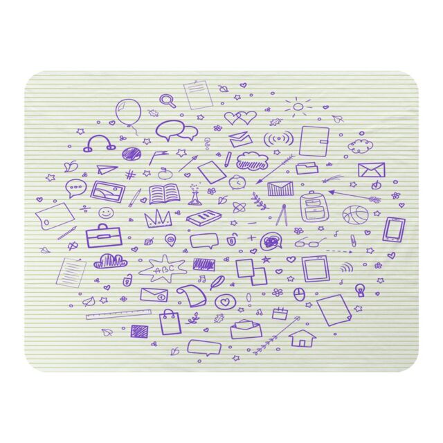Benjamin Tate Design Abstract Line Pattern With School Supplies Blanket in Natural - Size: 120 cm x 150 cm - image 1