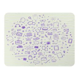 Benjamin Tate Design Abstract Line Pattern With School Supplies Blanket in Natural - Size: 120 cm x 150 cm - thumbnail 1
