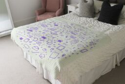 Benjamin Tate Design Abstract Line Pattern With School Supplies Blanket in Natural - Size: 120 cm x 150 cm - thumbnail 3