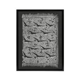 "Artery8 Flock of Birds Plant Motif Framed Canvas Wall Art Print Dijsselhof in Black - Size: W12"" x H16""" - thumbnail 1