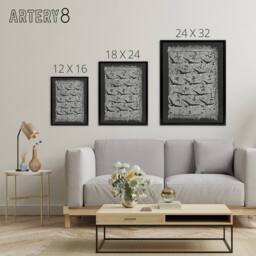 "Artery8 Flock of Birds Plant Motif Framed Canvas Wall Art Print Dijsselhof in Black - Size: W12"" x H16""" - thumbnail 4