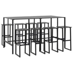Berkfield Home 9 Piece Garden Bar Set Black Powder-coated Steel - thumbnail 2