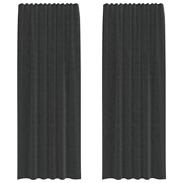 Berkfield Home Voile Curtains with Rod Pockets 2 pcs Black - image 1