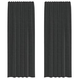 Berkfield Home Voile Curtains with Rod Pockets 2 pcs Black - thumbnail 1