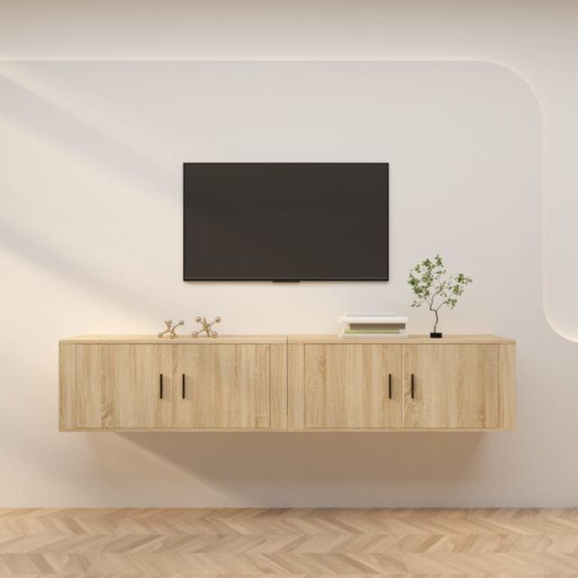 Berkfield Home Wall-mounted TV Cabinets 2 pcs Sonoma Oak 100x34.5x40 cm in Brown - image 1
