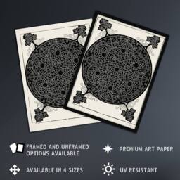Artery8 Knob with seven hexagonal stars Durer Framed Wall Art Print in White - Size: A4 - thumbnail 2