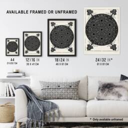 Artery8 Knob with seven hexagonal stars Durer Framed Wall Art Print in White - Size: A4 - thumbnail 3