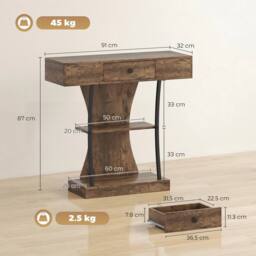 FORGEVIO Console Table with Drawer, 3-Tier Industrial Hallway Table - thumbnail 2