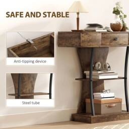 FORGEVIO Console Table with Drawer, 3-Tier Industrial Hallway Table - thumbnail 4