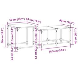 Berkfield Home Nesting Coffee Tables 2 pcs with Black Glass Top Steel - thumbnail 8