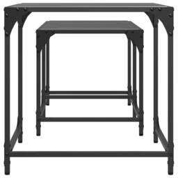 Berkfield Home Nesting Coffee Tables 2 pcs with Black Glass Top Steel - thumbnail 4