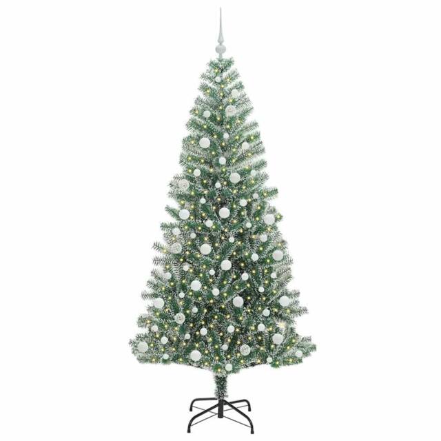 Berkfield Home Stunning Artificial Christmas Tree Snow Flocked with LED Light 210 cm in Green - image 1