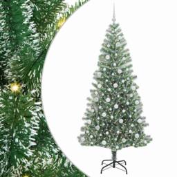 Berkfield Home Stunning Artificial Christmas Tree Snow Flocked with LED Light 210 cm in Green - thumbnail 3