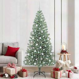 Berkfield Home Stunning Artificial Christmas Tree Snow Flocked with LED Light 210 cm in Green - thumbnail 2