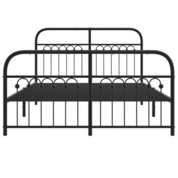 Berkfield Home Metal Bed Frame without Mattress with Footboard Black 137x190cm - Size: 137x190 cm - thumbnail 4
