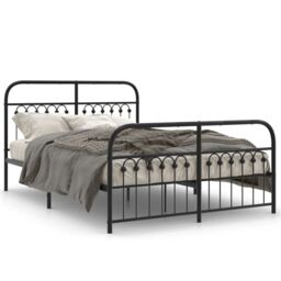 Berkfield Home Metal Bed Frame without Mattress with Footboard Black 137x190cm - Size: 137x190 cm - thumbnail 2
