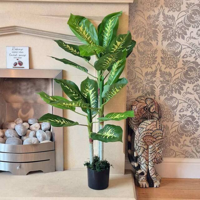 Voltico Artificial Dieffenbachia Tree in Pot 100cm Realistic Indoor Plant in Green - Size: 100 cm - image 1