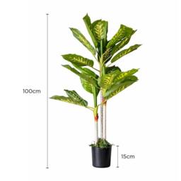 Voltico Artificial Dieffenbachia Tree in Pot 100cm Realistic Indoor Plant in Green - Size: 100 cm - thumbnail 7