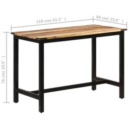 Berkfield Home Dining Table 110x60x76 cm Solid Wood Mango in Brown - Size: 110 x 60 x 76 cm - thumbnail 8