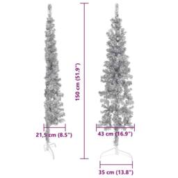 Berkfield Home Slim Artificial Half Christmas Tree with Stand Silver 150 cm - thumbnail 8