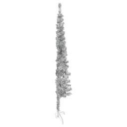 Berkfield Home Slim Artificial Half Christmas Tree with Stand Silver 150 cm - thumbnail 3