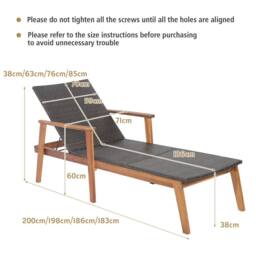 Costway Patio Chaise Lounge Chair Outdoor Rattan Recliner in Brown - thumbnail 2