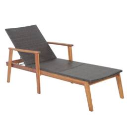 Costway Patio Chaise Lounge Chair Outdoor Rattan Recliner in Brown - thumbnail 3