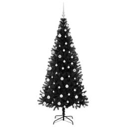 Berkfield Home Lush Christmas Tree with 300 LEDs with Stand Black 180 cm PVC - thumbnail 4