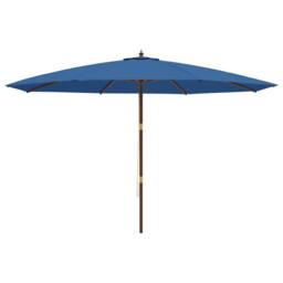 Berkfield Home Garden Parasol with Wooden Pole Azure Blue 400x273 cm - thumbnail 4