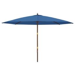 Berkfield Home Garden Parasol with Wooden Pole Azure Blue 400x273 cm - thumbnail 3