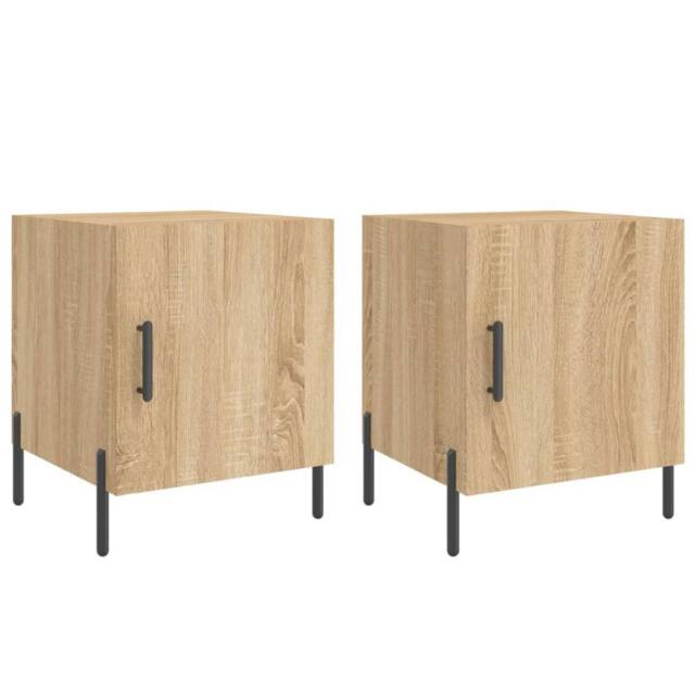 Berkfield Home Bedside Cabinets 2 pcs Sonoma Oak 40x40x50 cm Engineered Wood in Light Tan - Size: 40 x 40 x 50 cm - image 1