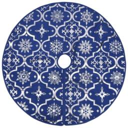 Berkfield Home Luxury Christmas Tree Skirt with Sock Blue 122 cm Fabric