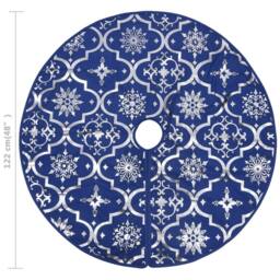 Berkfield Home Luxury Christmas Tree Skirt with Sock Blue 122 cm Fabric - thumbnail 8
