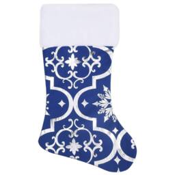 Berkfield Home Luxury Christmas Tree Skirt with Sock Blue 122 cm Fabric - thumbnail 4